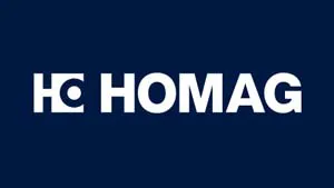 Logo de Homag, fabricant de machines et solutions pour l'industrie de la menuiserie et de la boiserie.