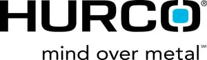 Logo de Hurco avec le slogan "Mind Over Metal", fabricant de machines-outils CNC innovantes.