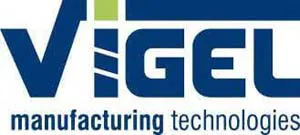 Logo de Vigel avec le slogan "Manufacturing Technologies", spécialiste en solutions de production et d'usinage.